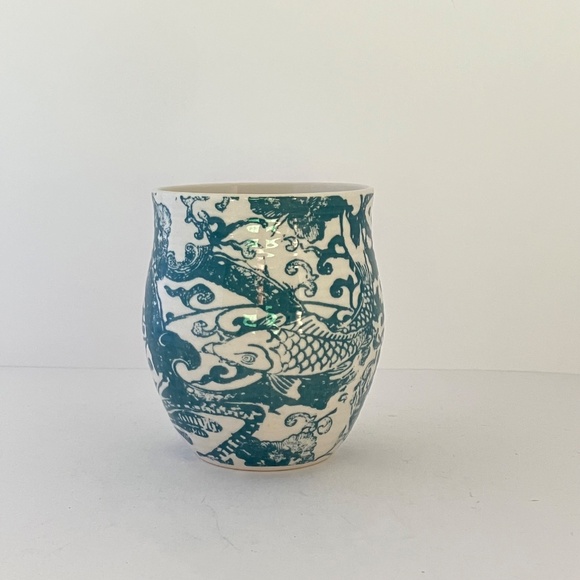 Anthropologie Homegrown Letter b Monogram Mug Green Floral Yellow Initial B NEW - Picture 8 of 13